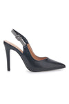 Schwarze Slingback-Pumps mit Strasssteinen First Lady 415