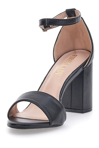 Schwarze Sandalen mit Riemchen und Blockabsatz First Lady 409