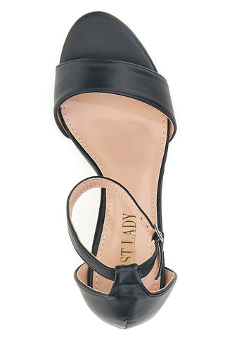 Schwarze Sandalen mit Riemchen und Blockabsatz First Lady 409