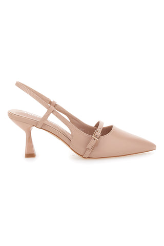 Nudefarbene Slingback-Pumps und Pumps mit niedrigem Absatz First Lady 454