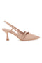 Nudefarbene Slingback-Pumps und Pumps mit niedrigem Absatz First Lady 454