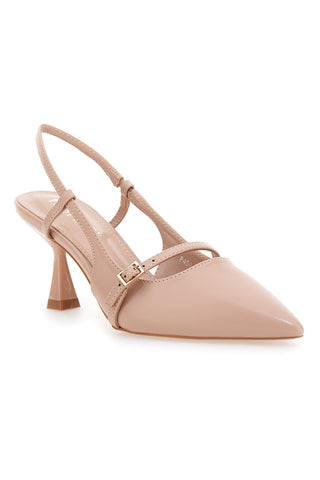 Nudefarbene Slingback-Pumps und Pumps mit niedrigem Absatz First Lady 454