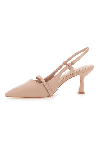 Nudefarbene Slingback-Pumps und Pumps mit niedrigem Absatz First Lady 454