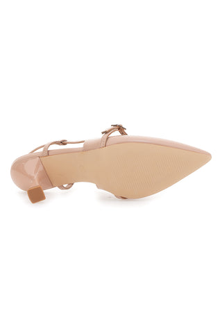 Nudefarbene Slingback-Pumps und Pumps mit niedrigem Absatz First Lady 454
