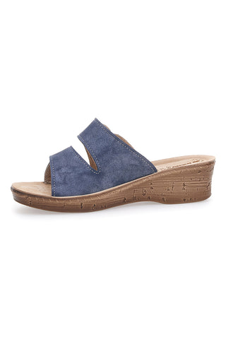Ciabatte Blu Con Zeppa e Strappo in Velcro InBlu 2675