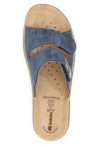 Ciabatte Blu Con Zeppa e Strappo in Velcro InBlu 2675