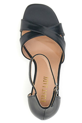 Schwarze First Lady-Sandalen mit Absatz 410