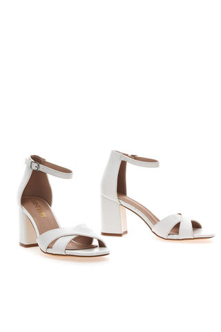 Weiße Sandalen mit Absatz und Riemen First Lady 410
