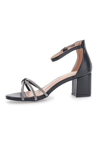 Schwarze Damensandalen von First Lady mit Glitzer 413