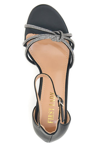 Schwarze Damensandalen von First Lady mit Glitzer 413