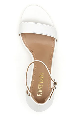 Weiße First Lady Sandalen mit Absatz 402