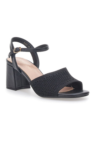 Schwarze First Lady Sandalen mit Blockabsatz 422