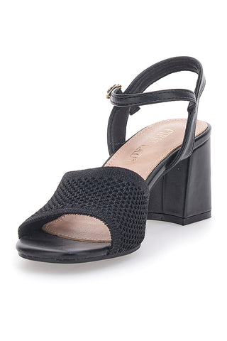 Schwarze First Lady Sandalen mit Blockabsatz 422