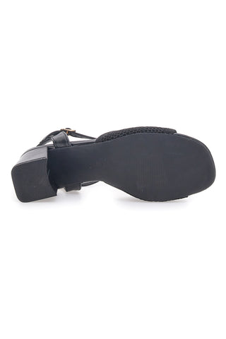 Schwarze First Lady Sandalen mit Blockabsatz 422