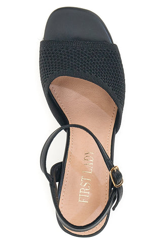 Schwarze First Lady Sandalen mit Blockabsatz 422