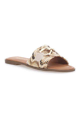 Ciabatte Flat Beige Con Morsetto Dorato First Lady 467