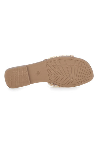 Ciabatte Flat Beige Con Morsetto Dorato First Lady 467