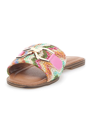 Ciabatte Flat Multicolor Con Morsetto Dorato First Lady 467