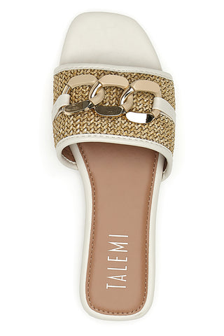 Talemi 10181 Weiße flache Hausschuhe