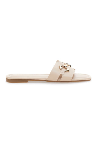 Ciabatte Flat Beige Con Morsetto Oro Talemi 18167
