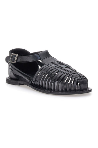 Schwarze Fischersandalen mit flacher Sohle im Pittarello-Look 5022