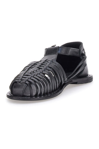 Schwarze Fischersandalen mit flacher Sohle im Pittarello-Look 5022