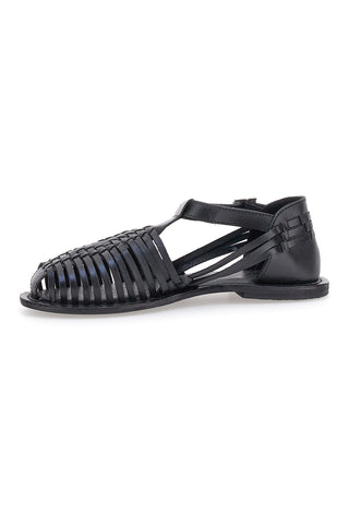 Schwarze Fischersandalen mit flacher Sohle im Pittarello-Look 5022