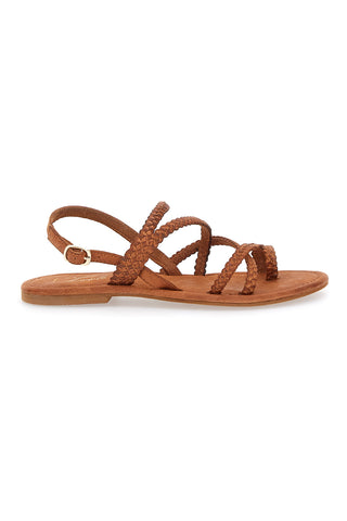 Sandali Marroni Flat In Vera Pelle Pittarello Look 5024