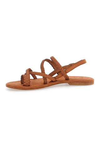Braune flache Sandalen aus echtem Leder im Pittarello-Look 5024
