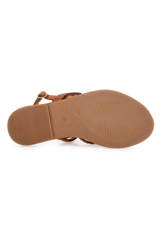 Braune flache Sandalen aus echtem Leder im Pittarello-Look 5024