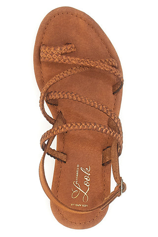 Braune flache Sandalen aus echtem Leder im Pittarello-Look 5024