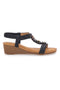Sandali Neri Con Zeppa e Perline Prima Riga FT0893