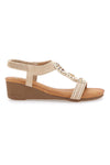 Sandali Beige Con Zeppa 5 Cm Prima Riga FT0893