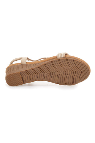 Sandali Beige Con Zeppa 5 Cm Prima Riga FT0893