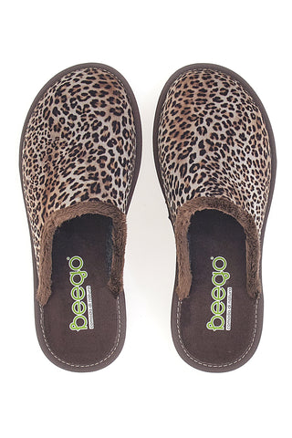 Braune Animalier Beego Hausschuhe 6332