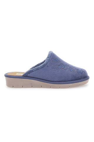 Blaue Hausschuhe mit Beego 7306-Stickerei