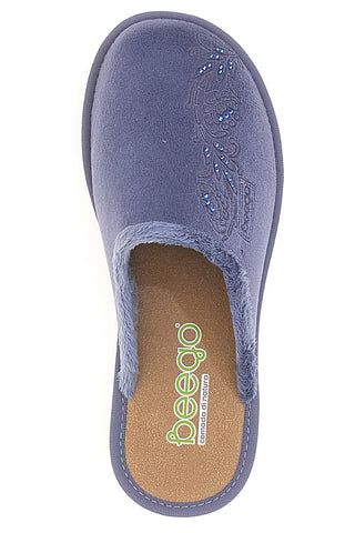 Pantofole blu con ricamo Beego 7306