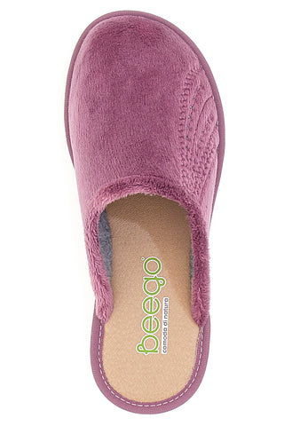 Rosa Hausschuhe mit Beego 7760-Stickerei