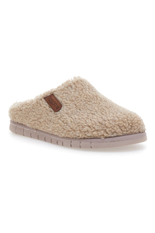 Beego 7485 taupefarbene Teddy-Hausschuhe