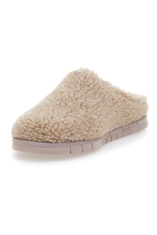 Beego 7485 taupefarbene Teddy-Hausschuhe