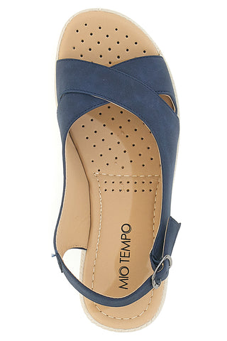 Marineblaue Slingback-Plateau-Sandalen My Time MIN9180