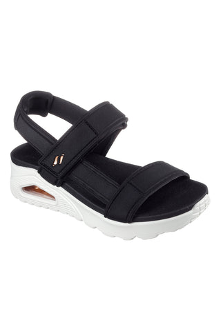 Skechers Uno – Summer Stand2 Vegane schwarze Sandalen mit Klettverschluss