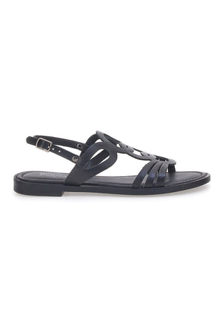 Sandali Neri Flat In Vera Pelle Pittarello Sun A6440101