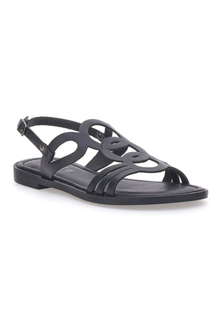 Sandali Neri Flat In Vera Pelle Pittarello Sun A6440101