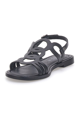 Sandali Neri Flat In Vera Pelle Pittarello Sun A6440101
