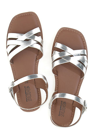 Silberne Sandalen mit quadratischer Spitze und Obermaterial aus Leder PITTARELLO SUN A99311104