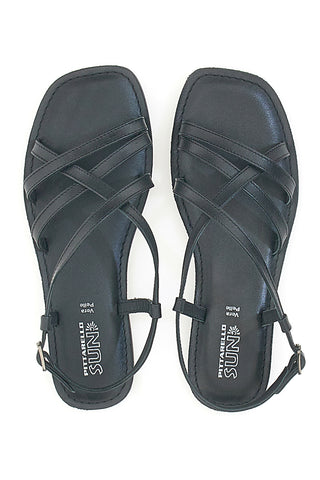 Sandali Neri a Infradito con Tomaia in Pelle Incrociata PITTARELLO SUN A99361101