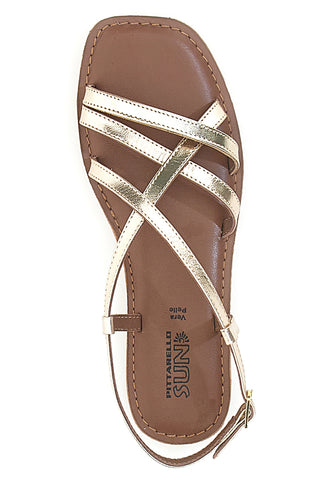 Sandali Platino a Infradito con Tomaia in Pelle Incrociata PITTARELLO SUN A99361103