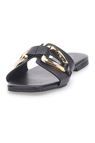 Flache schwarze Bandeau-Slipper mit Schnalle MON DIEU PRE5413