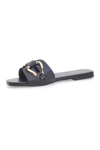 Flache schwarze Bandeau-Slipper mit Schnalle MON DIEU PRE5413